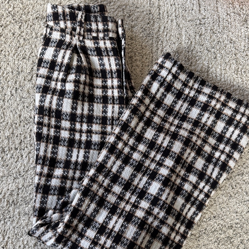 Aura Black and White Plaid Trousers